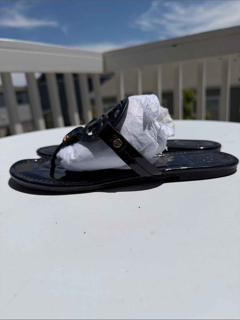 Tory Burch Miller Thong Sandals In Black-Sz 8 - Picture 4 of 16